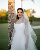 Beautiful White A-Line Strapless Sleeveless Simple Floor-Length Satin Wedding Dresses With Ruffles